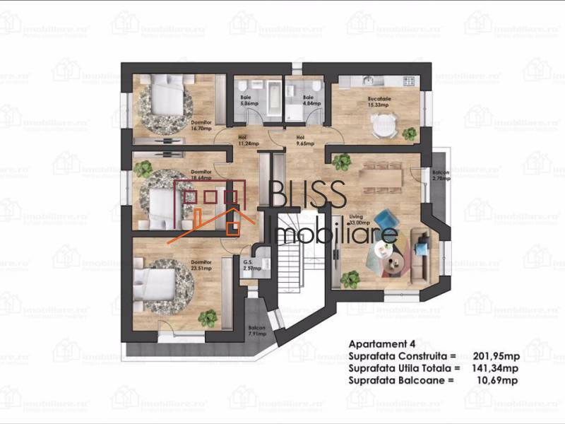 Apartment for Sale Herastrau | Nordului, Bucharest - 3 Bedroom - ID:62241 | Bliss Imobiliare / Photo 19 - BLISS Imobiliare